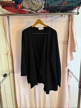 Calvin Klein Black Open-Front Waterfall Cardigan
